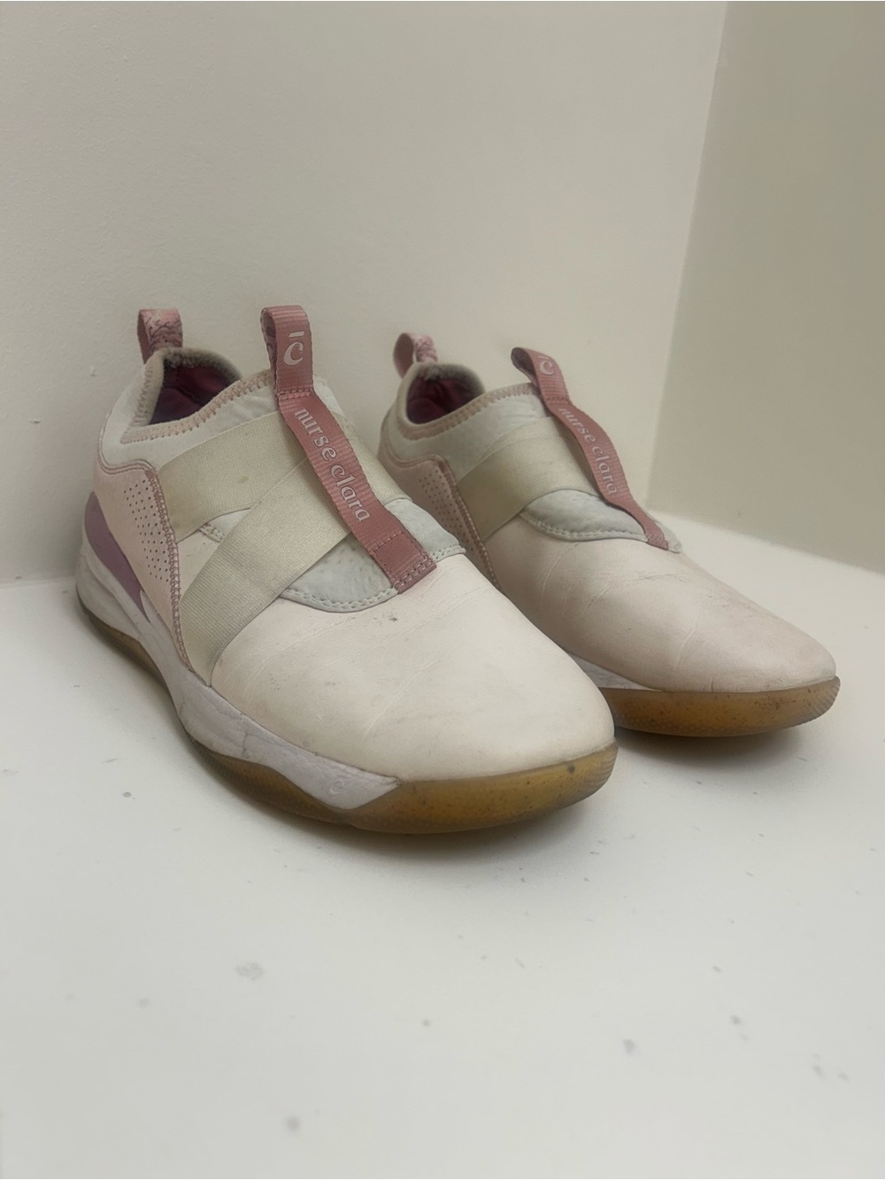 Clove Slip-On Women's Sneakers in White and Dusty Pink